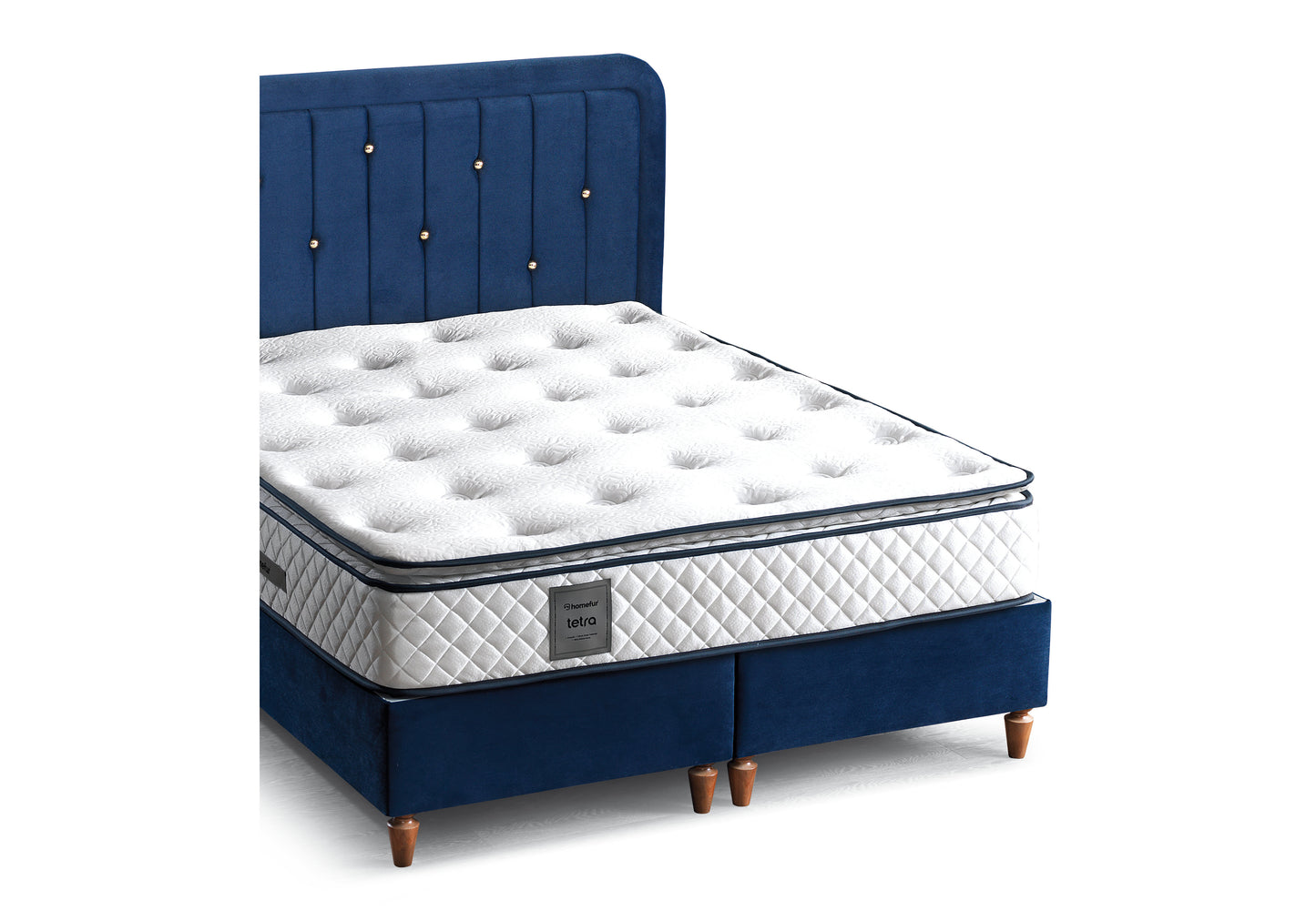 Matelas orthopédique complet avec sommier bleu foncé TETRA