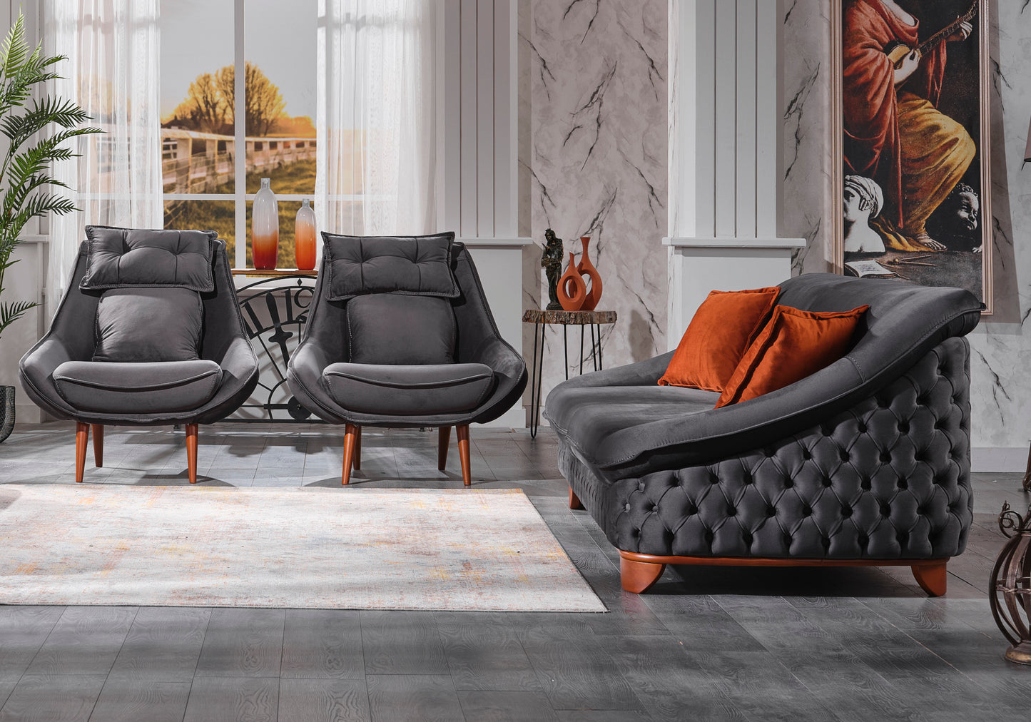 Fauteuil Moderne Gris AXELL