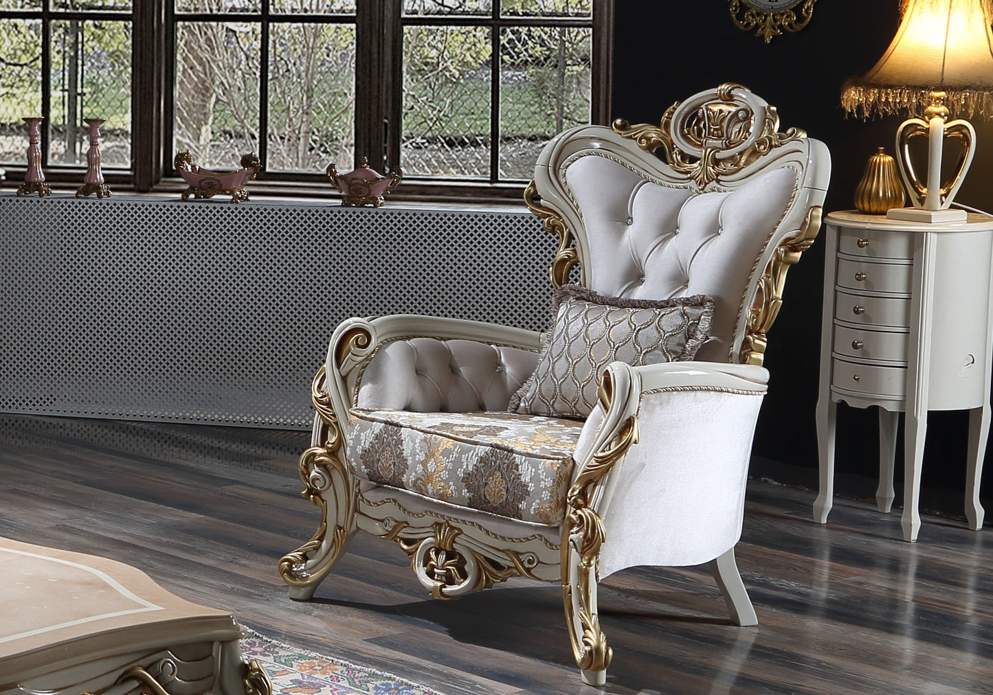 Fauteuil Kapitone Or Beige STAR