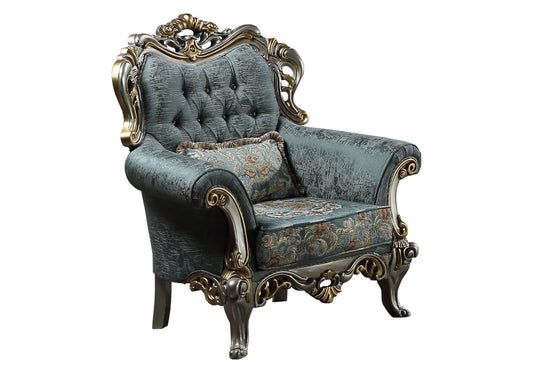 Fauteuil Matelassé Argent Bleu Rouge