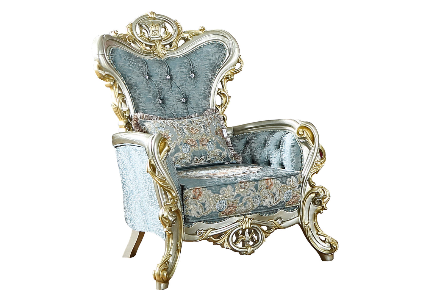 Fauteuil matelassé argent bleu STAR