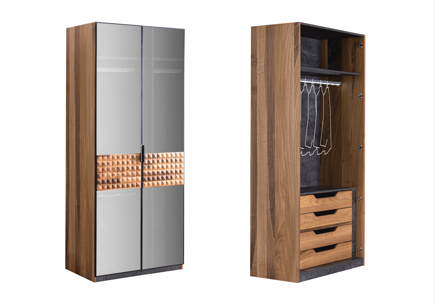 Armoire Double Pyramide en Bois Naturel