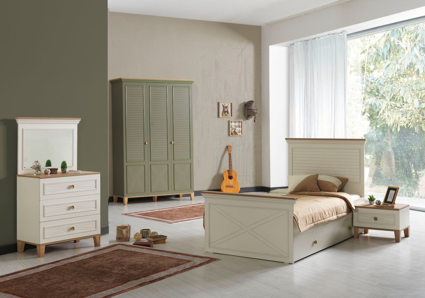 Ensemble de chambre jeune moderne vert ATLAS