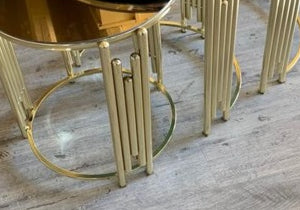 Table gigogne en métal bronze doré PIANO