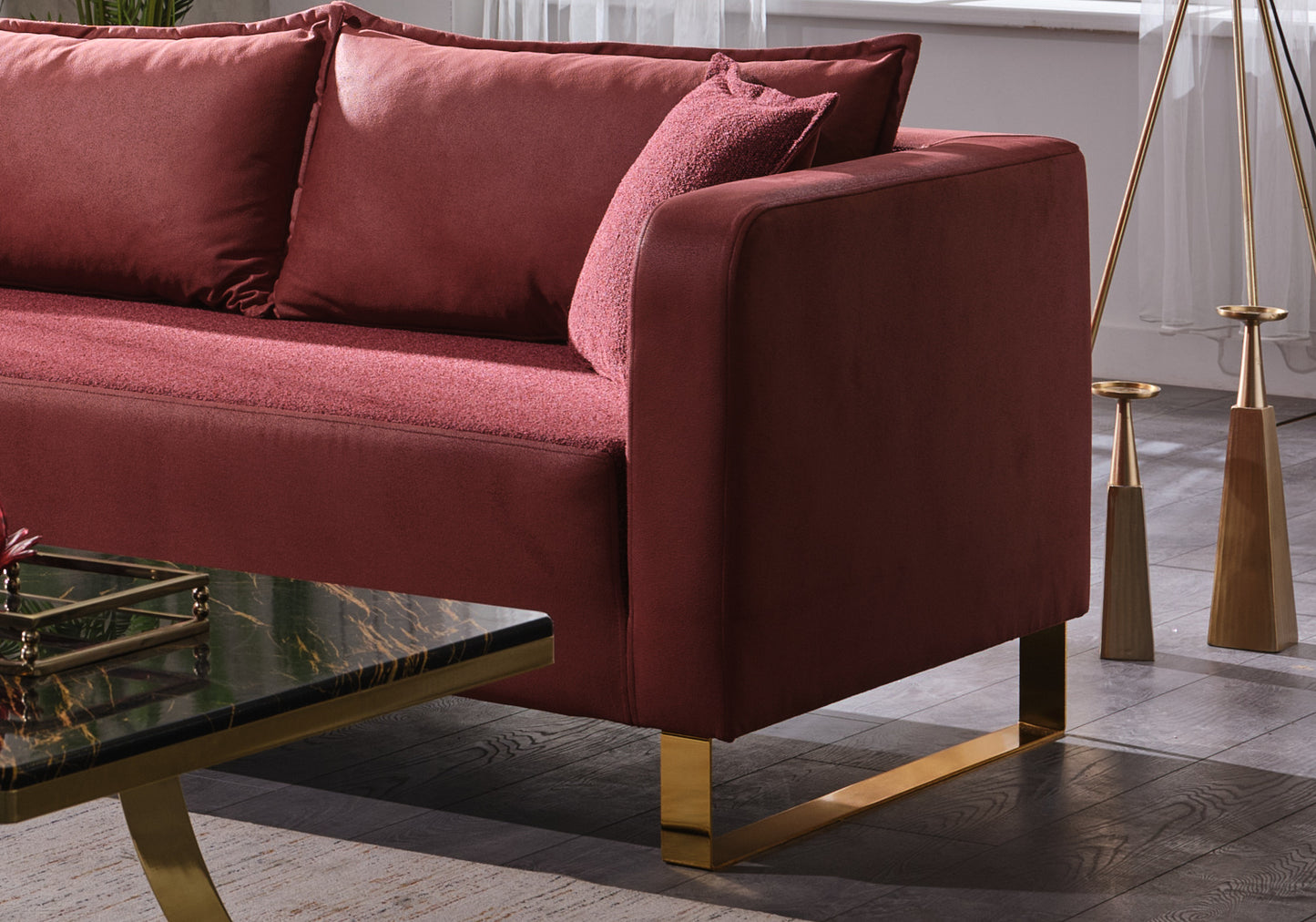 Ensemble de canapés d'angle moderne rouge Claret DORA