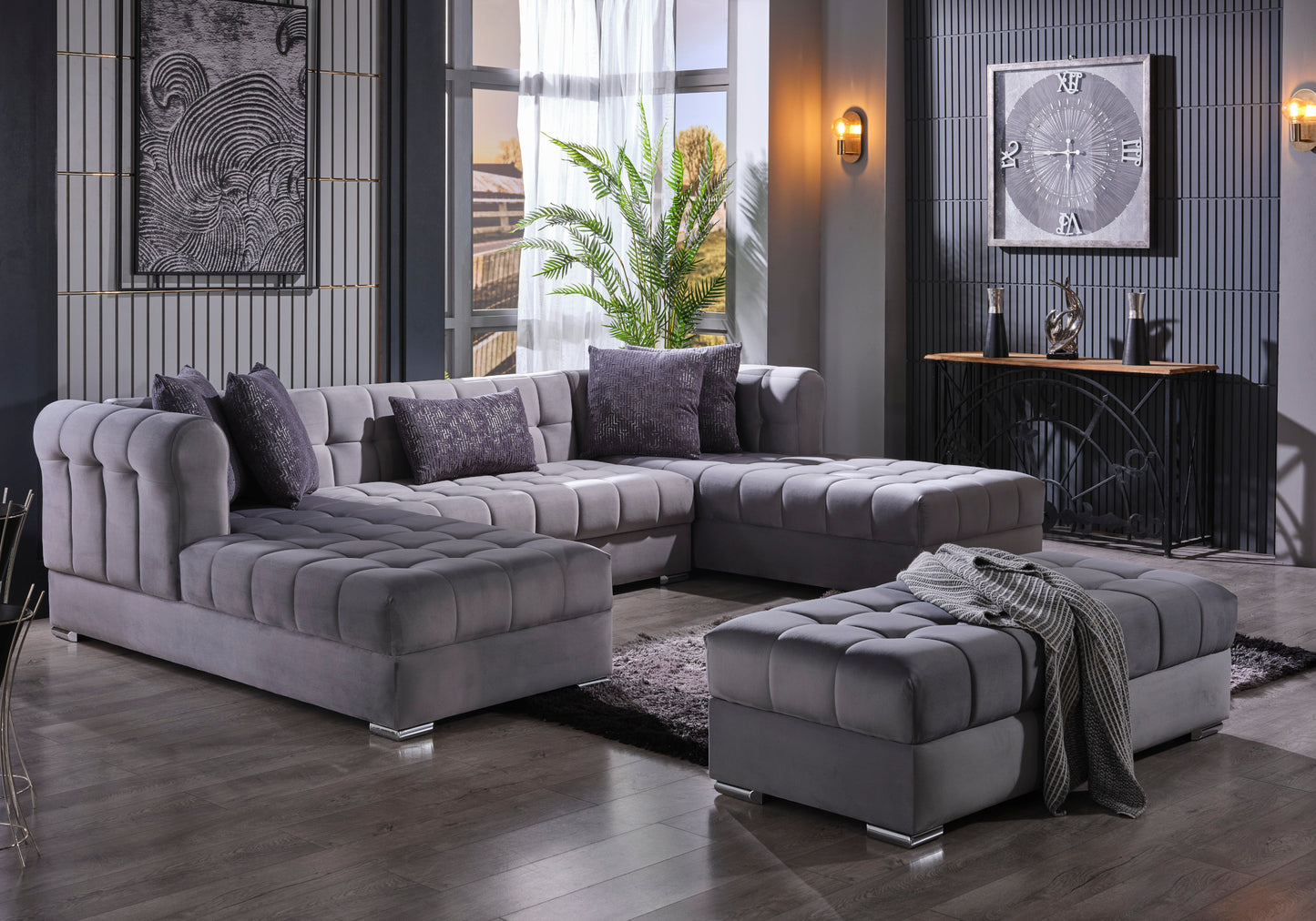 Ensemble de canapé d'angle moderne gris SMART