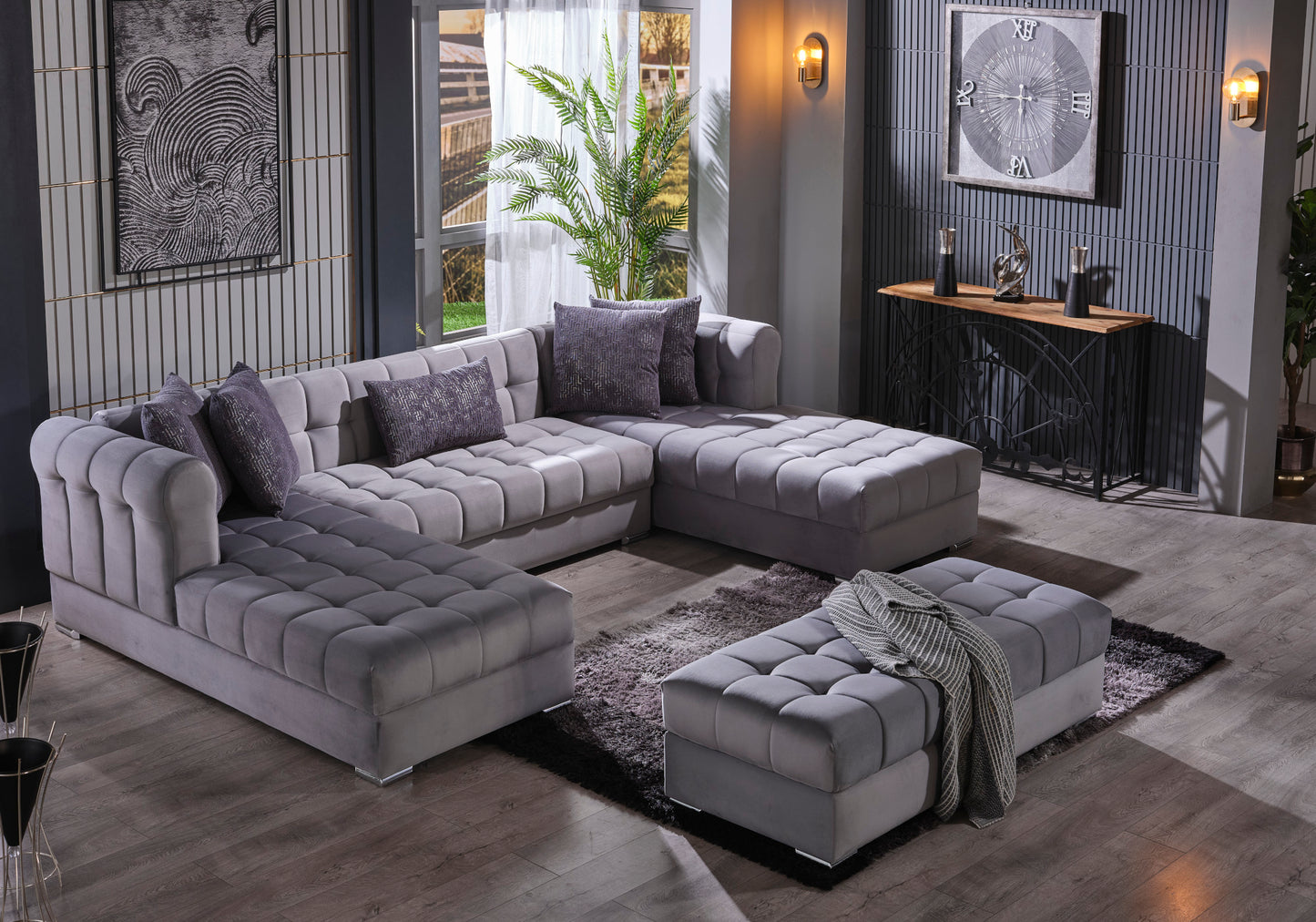 Ensemble de canapé d'angle moderne gris SMART