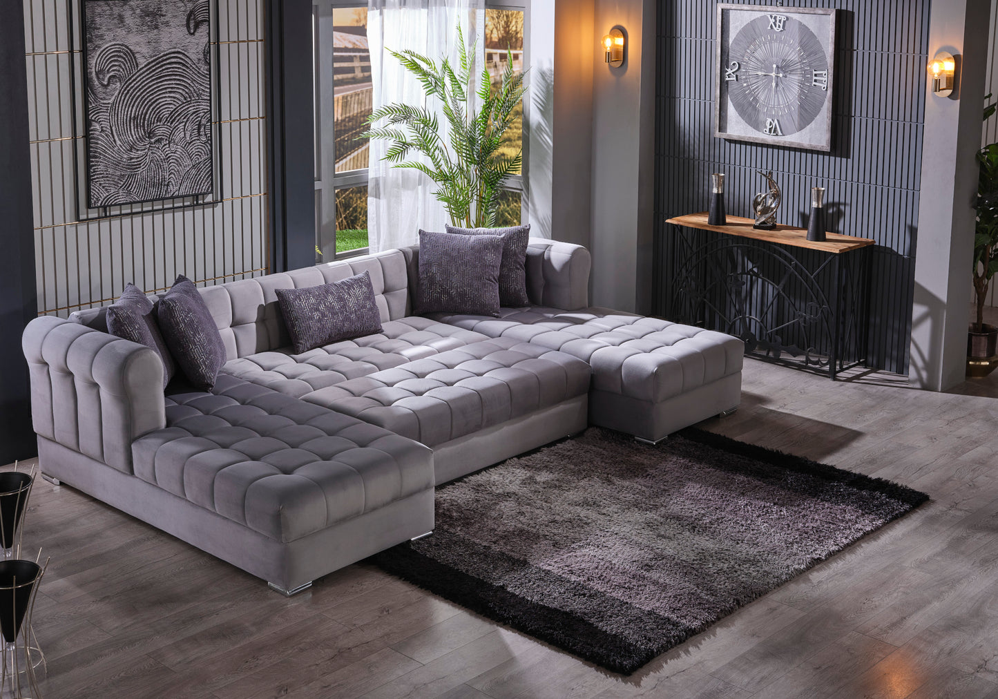 Ensemble de canapé d'angle moderne gris SMART