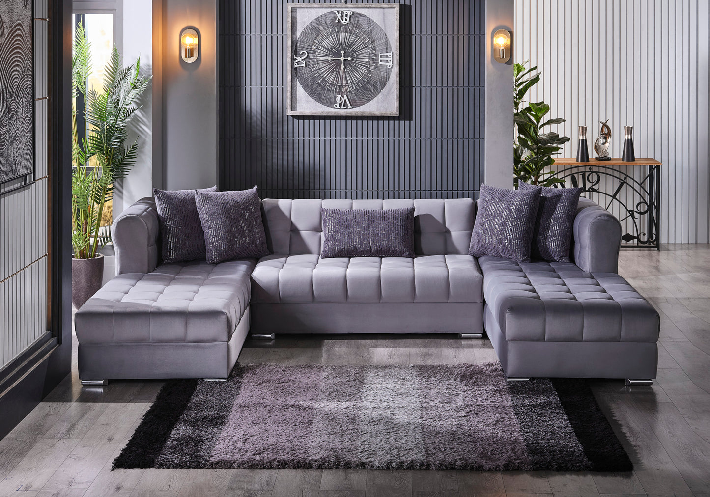 Ensemble de canapé d'angle moderne gris SMART