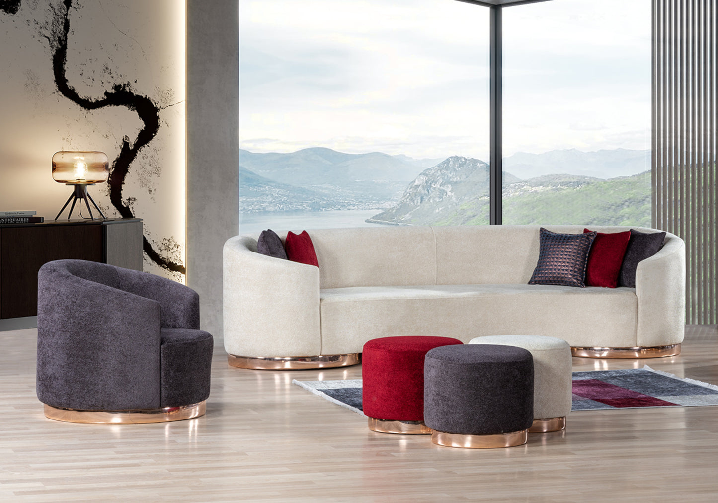 Pouf Moderne Beige LEVANTE