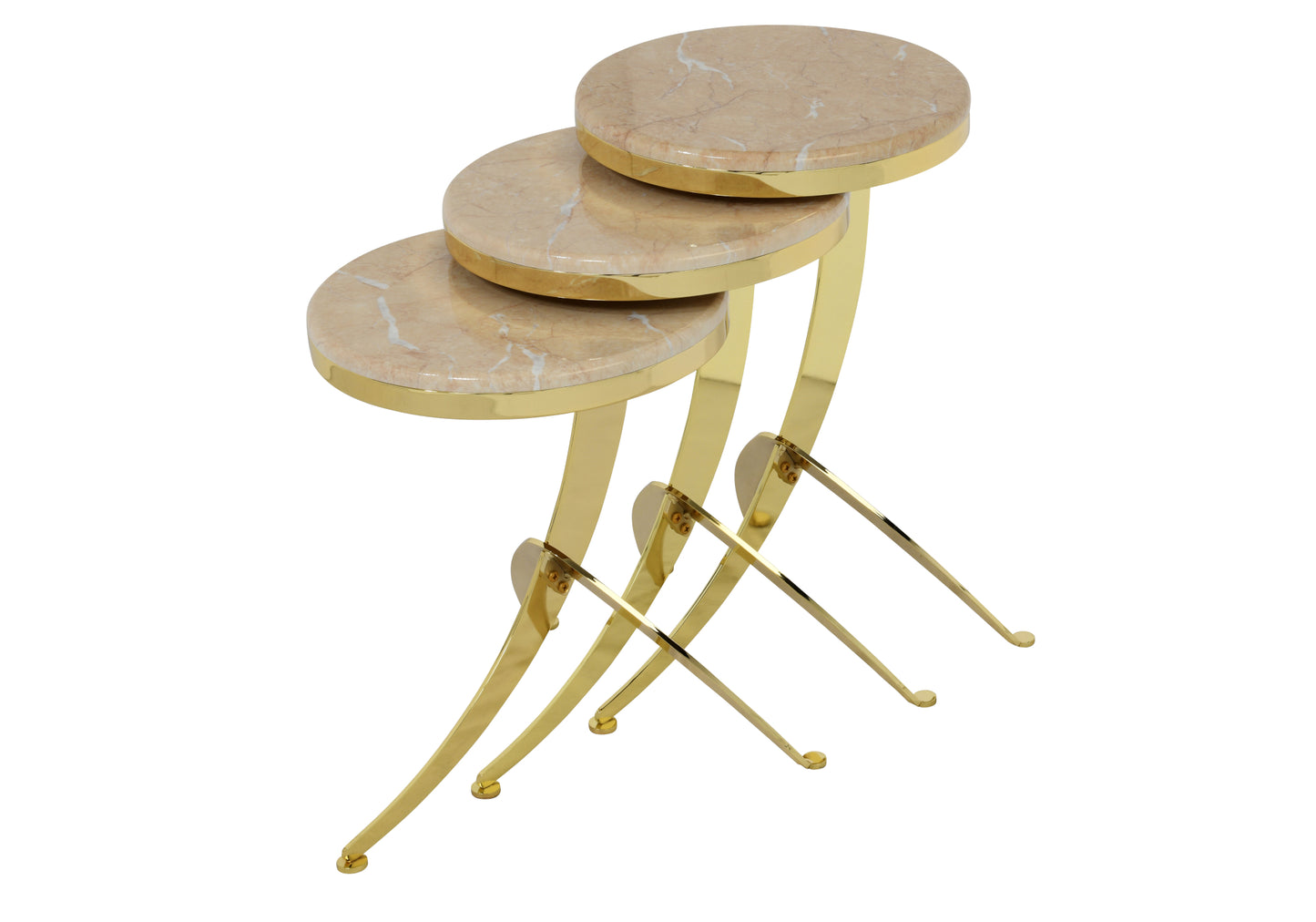 Table gigogne ronde Pion marbre crème MİRAY