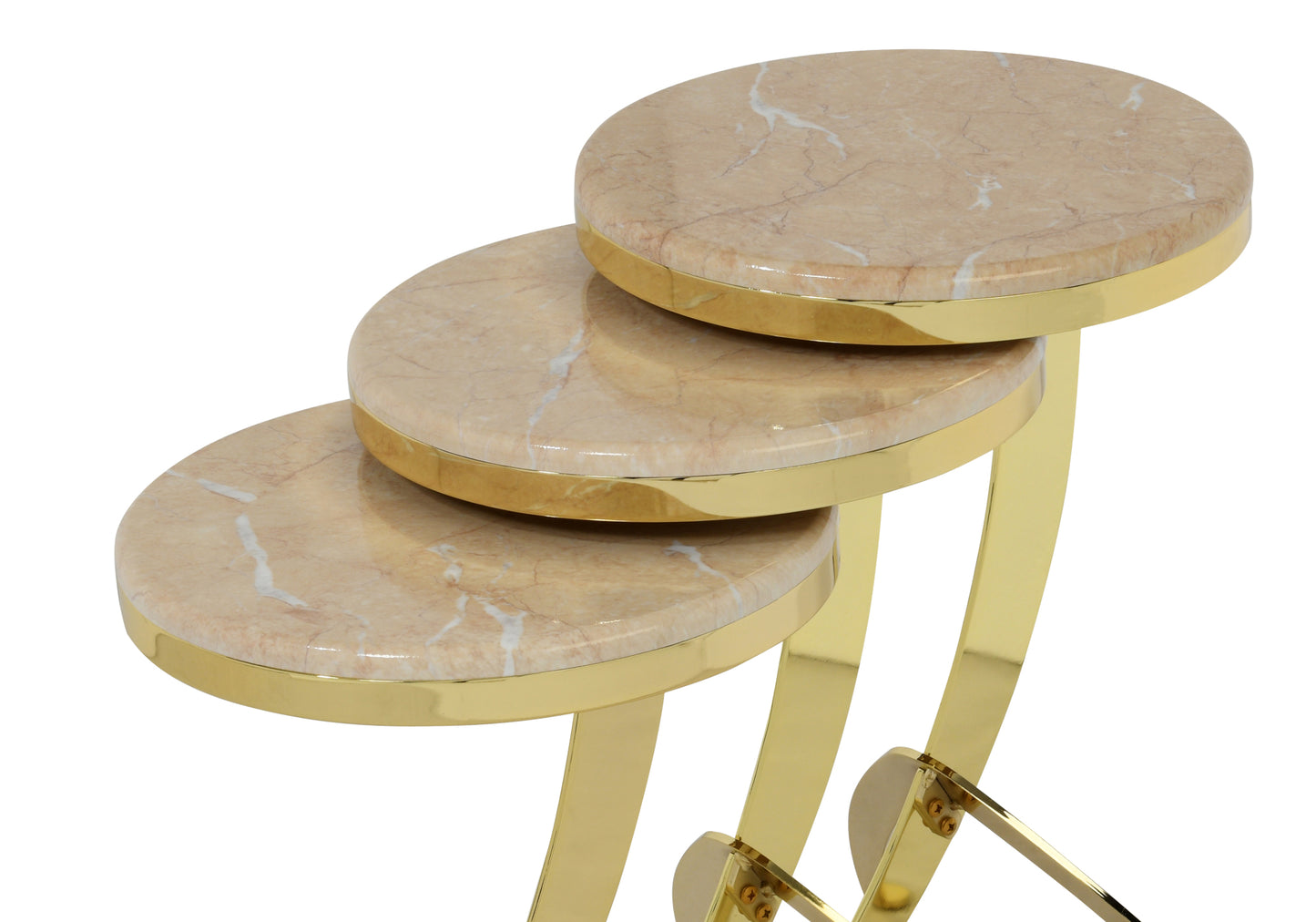 Table gigogne ronde Pion marbre crème MİRAY