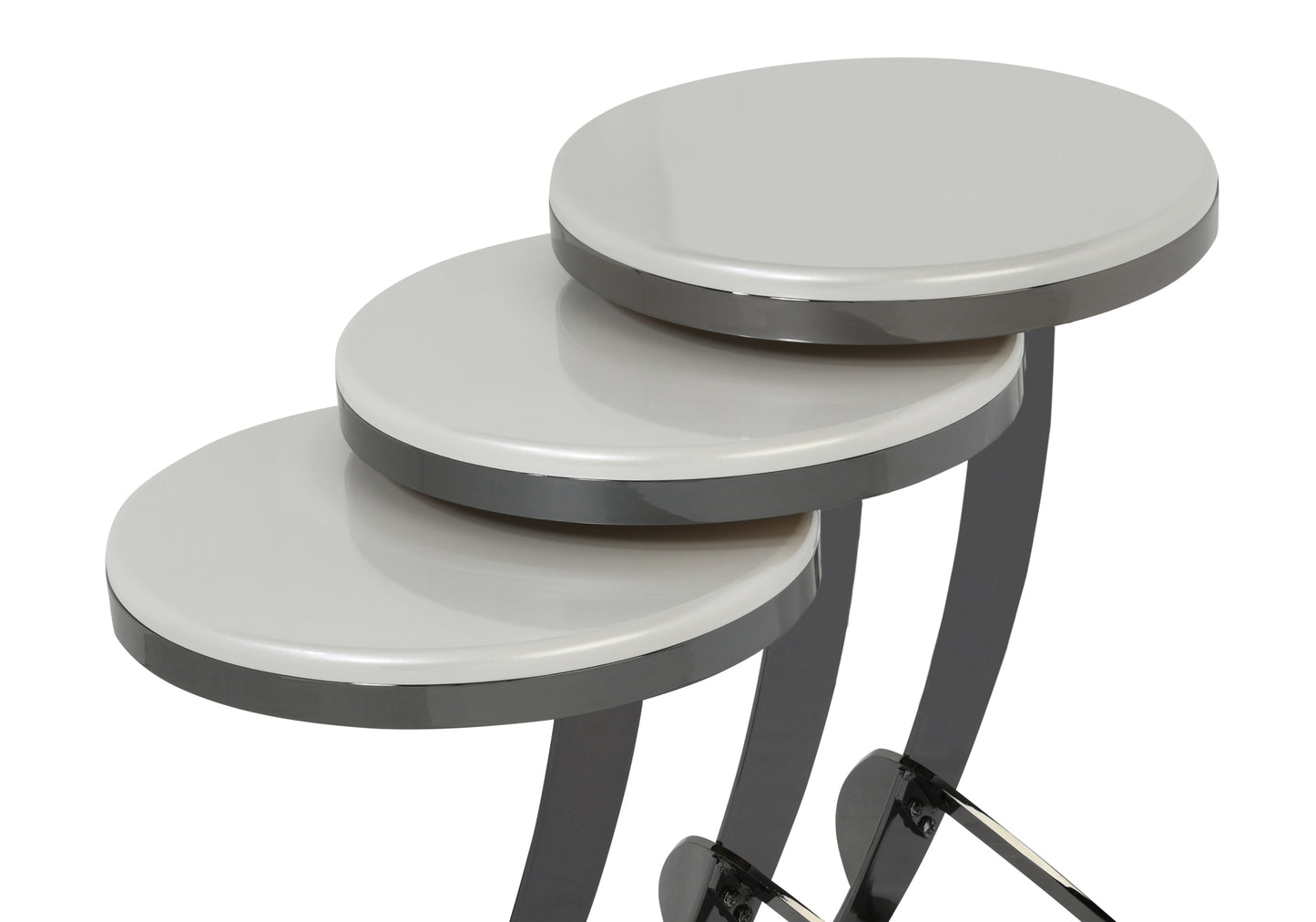 Table gigogne ronde Pion Sedef blanc MİRAY