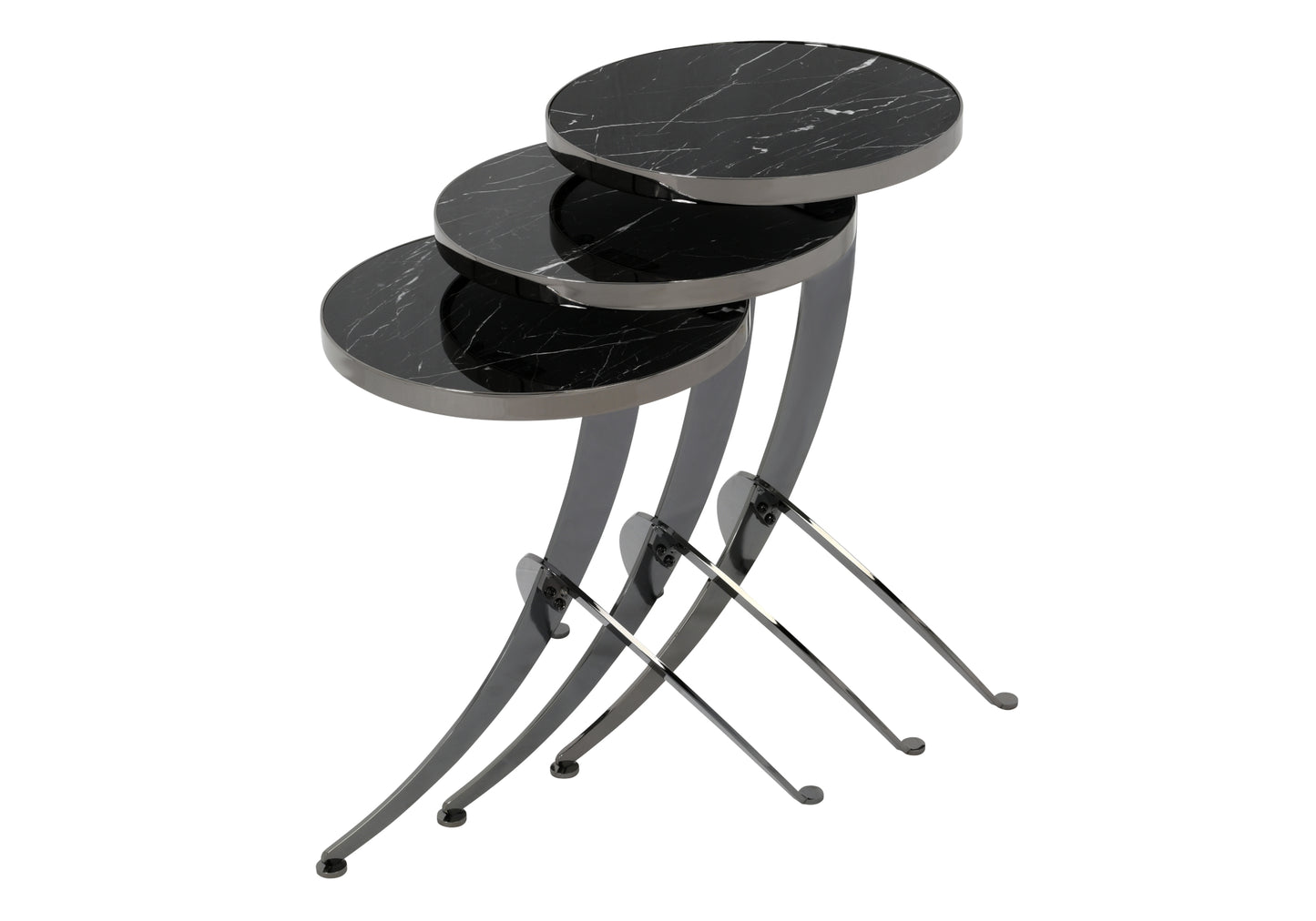 Table gigogne ronde Pion veines noires MİRAY