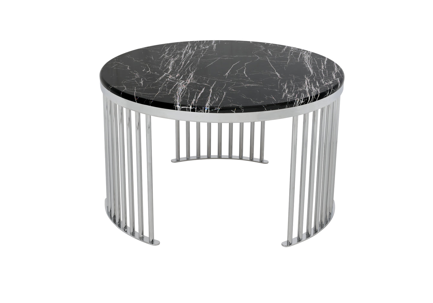 Table Basse Ronde Noir-Chrome BAHAMA