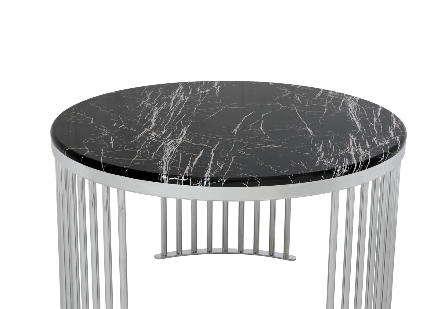 Table Basse Ronde Noir-Chrome BAHAMA