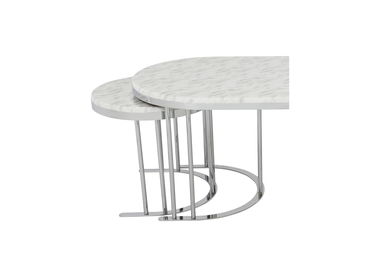 Table basse ovale en marbre blanc 2+1 OSLO