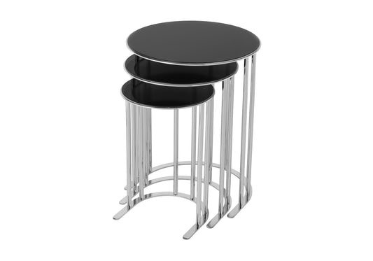 Table Gigogne Ronde Noir Chrome LEON