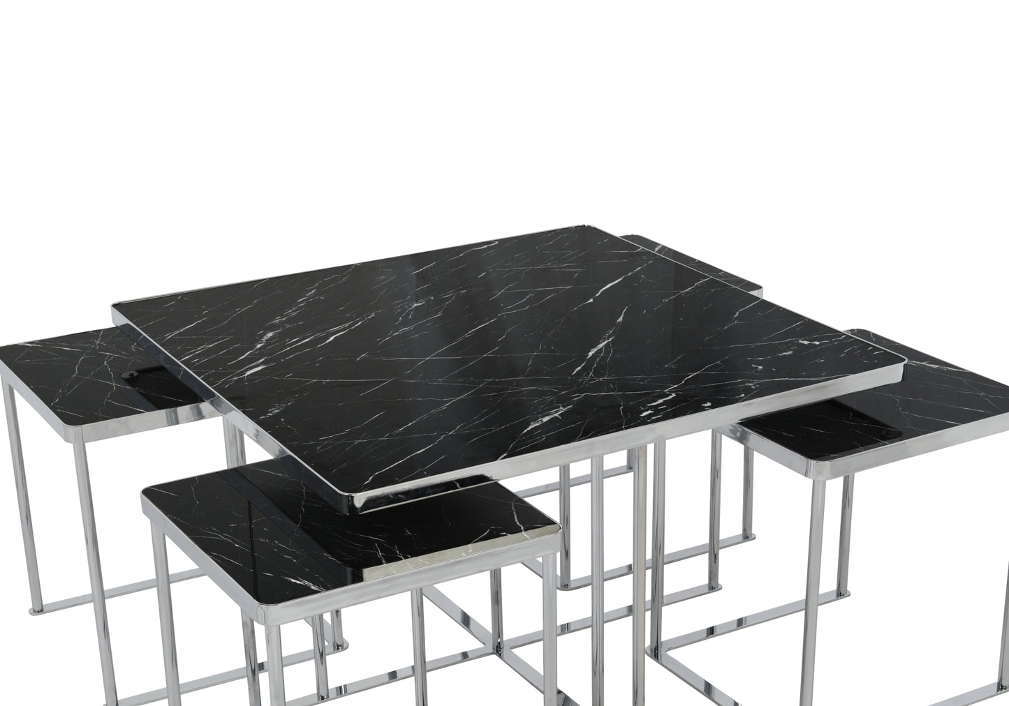 Table Basse Carrée avec Veines Noires 4+1 LARA