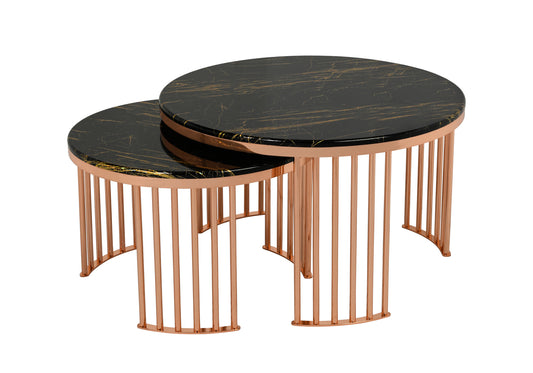 Table Basse Ronde Noir Or 1+1 BAHAMA