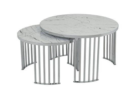 Table basse ronde avec veines blanches 1+1 BAHAMA