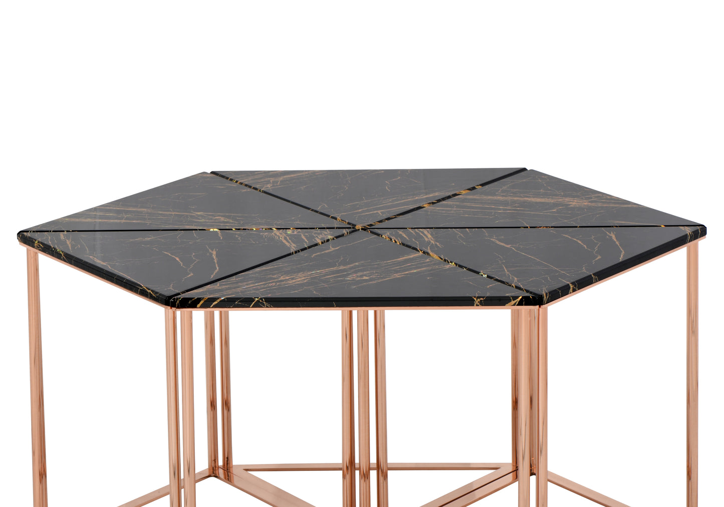 Table Basse Hexagonale Noir-Or DOMINO