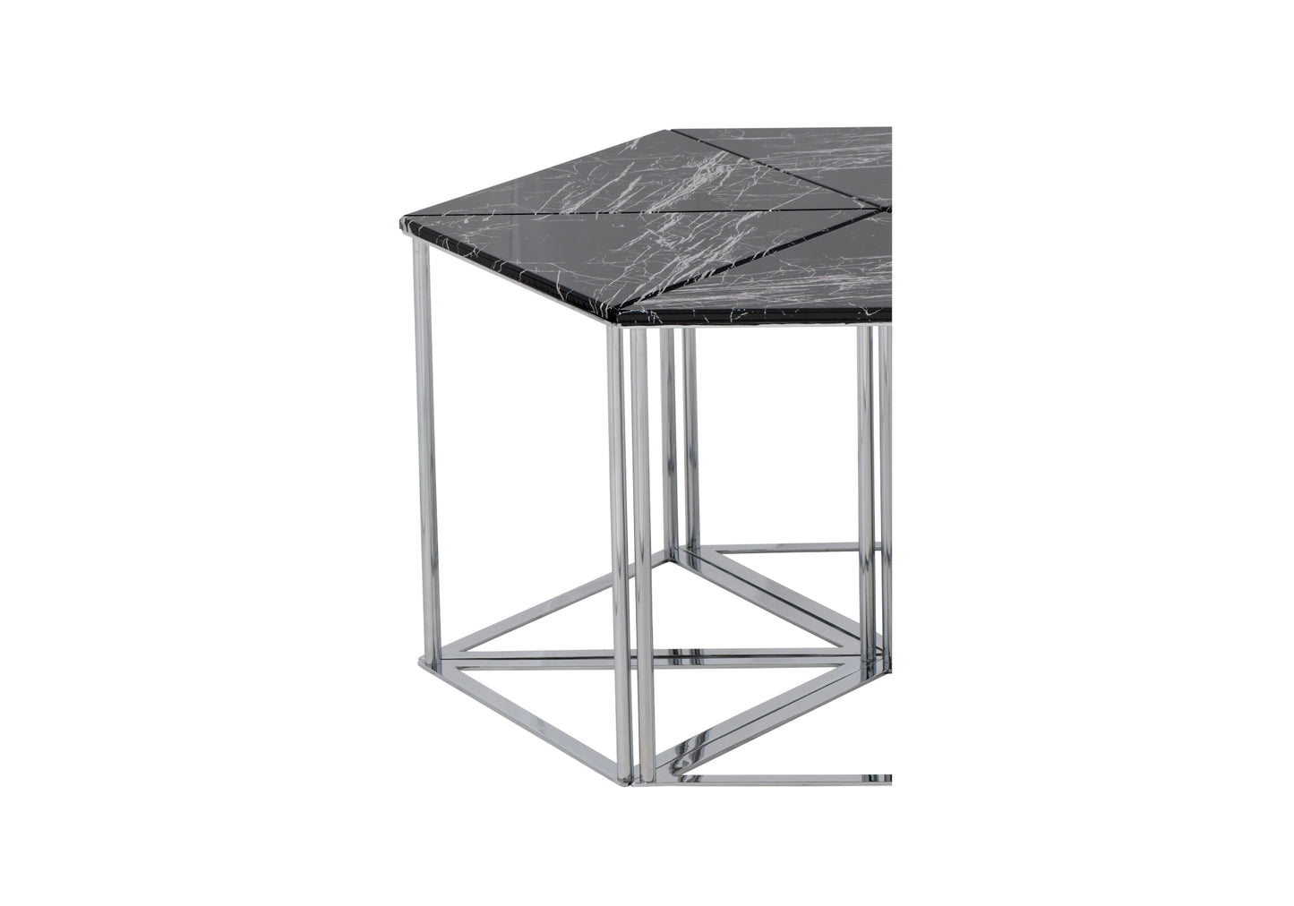 Table Basse Hexagonale Noir-Chrome DOMINO