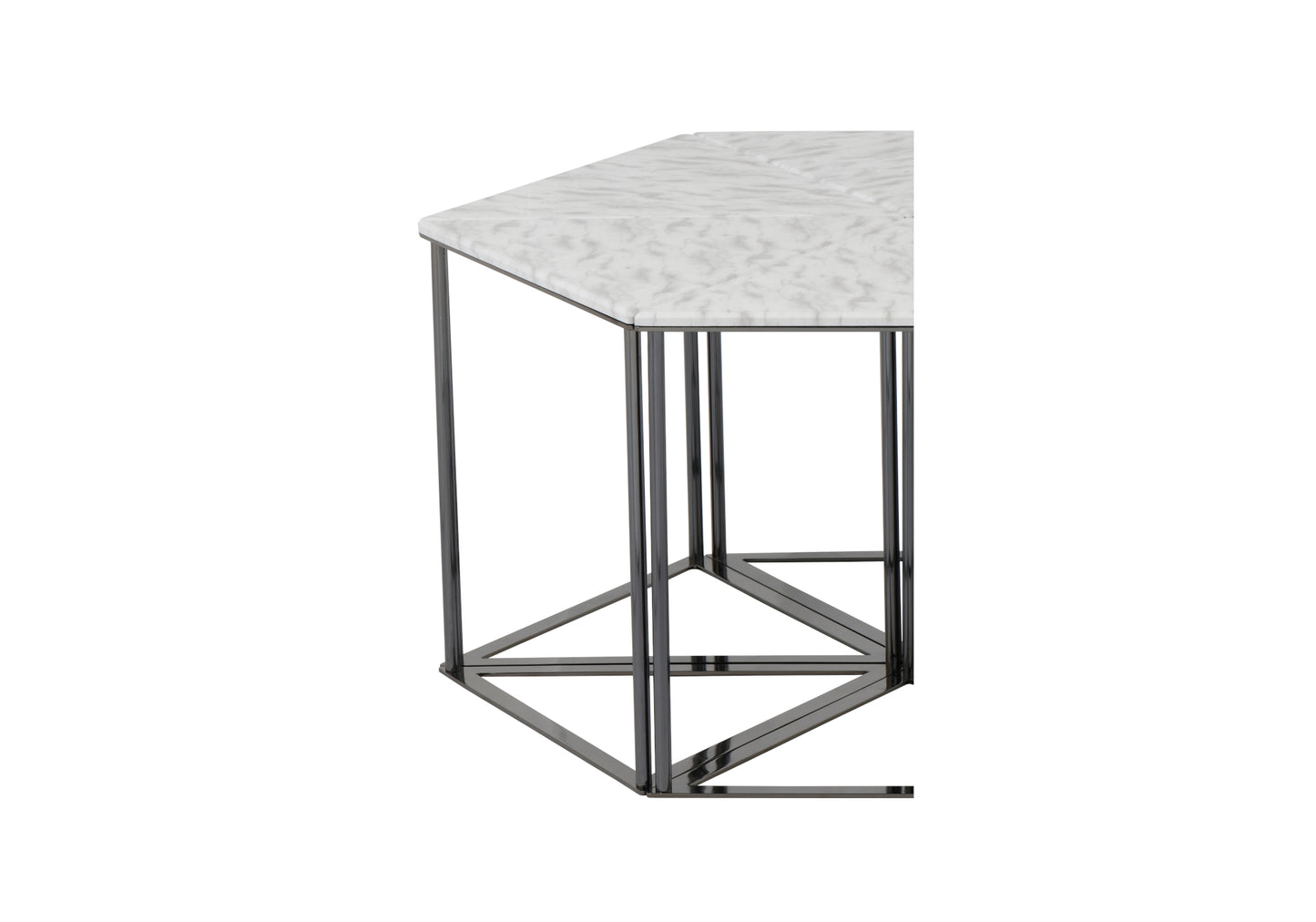 Table basse hexagonale en marbre blanc DOMINO