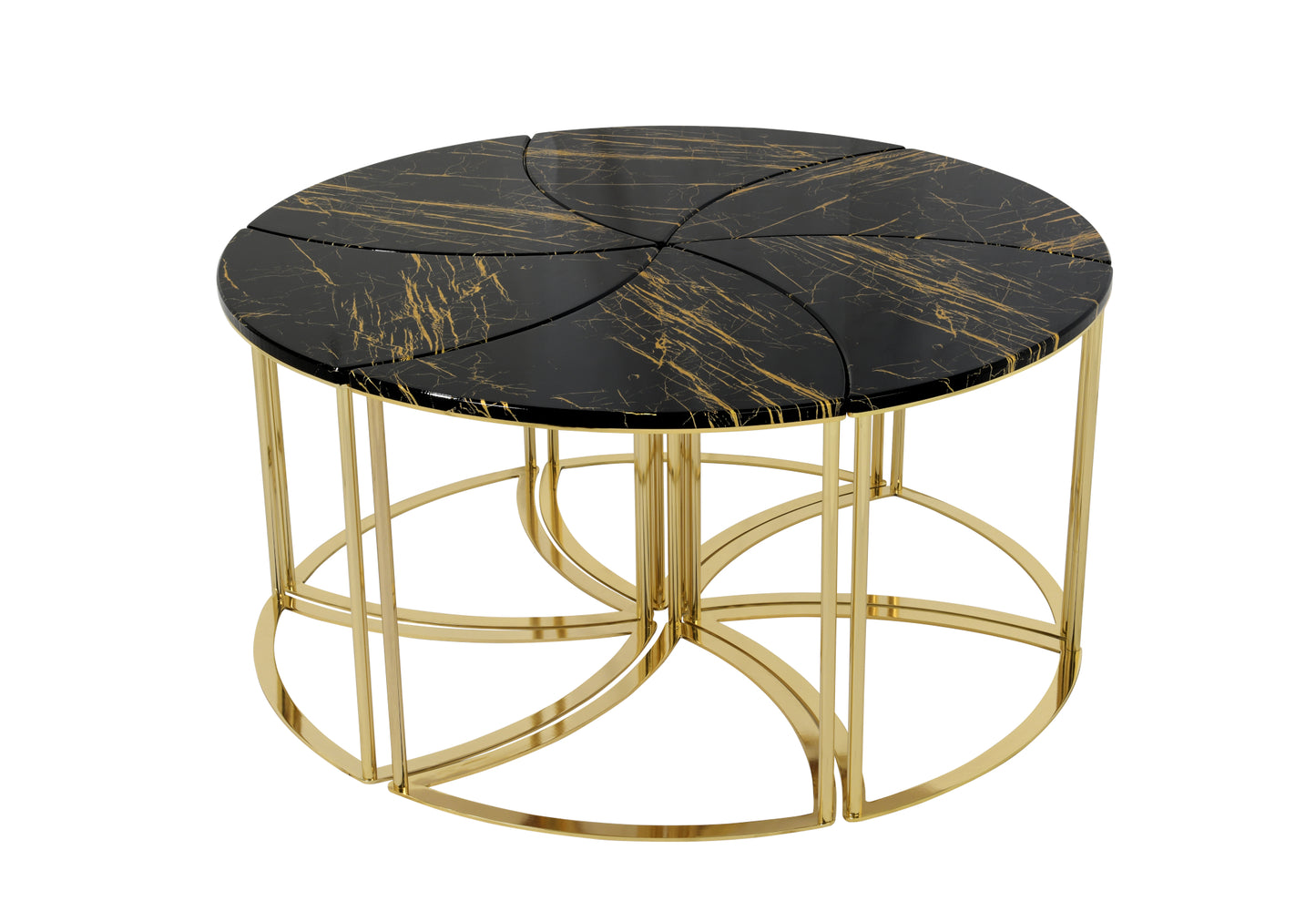 S/ Table Basse Hexagonale Noir-Or DOMINO