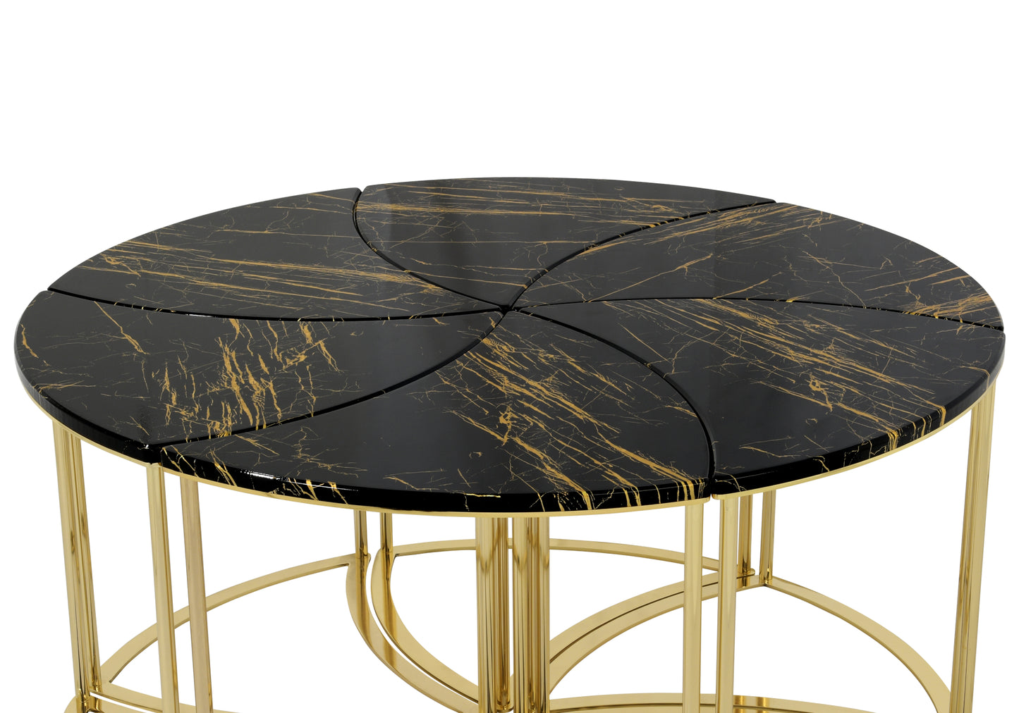 S/ Table Basse Hexagonale Noir-Or DOMINO