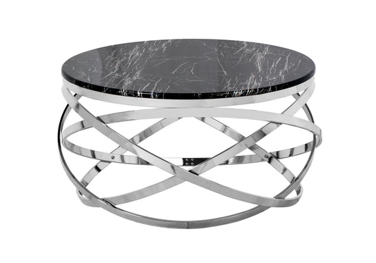 Table basse moderne noir-chrome PERA