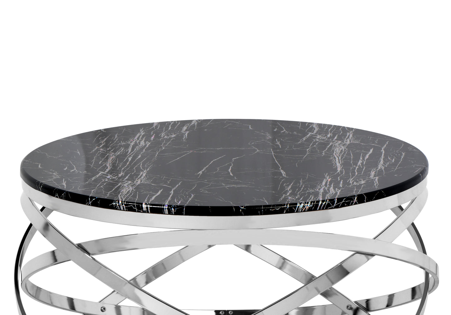 Table basse moderne noir-chrome PERA