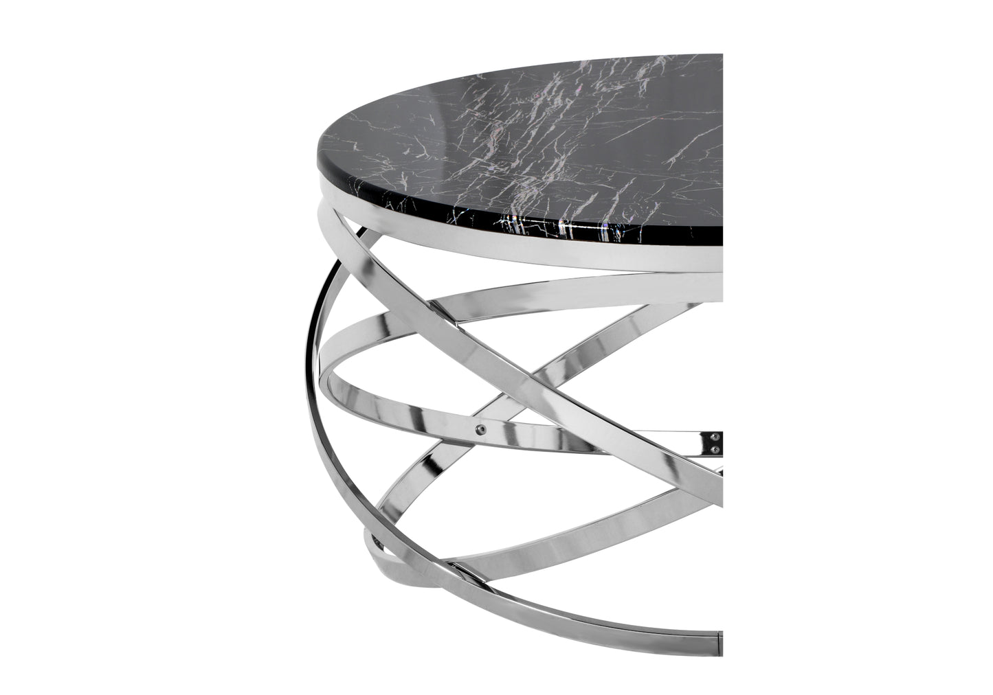 Table basse moderne noir-chrome PERA