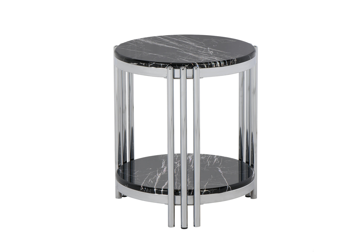 Table Basse Ronde Osier Noir-Chrome 2 + 1 BOLERA