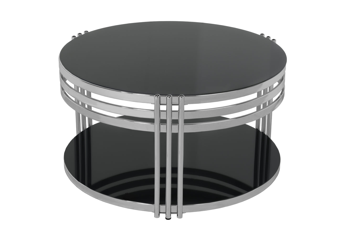 Table Basse Ronde Noir Chrome ZEUS