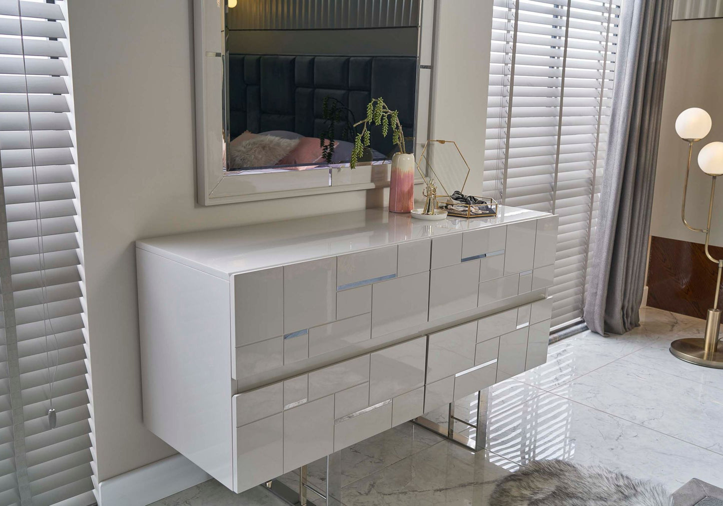 Commode Argent Blanc IBIZA