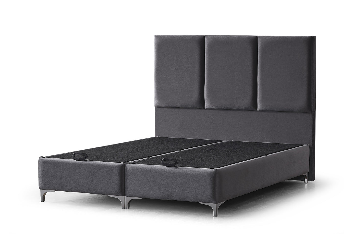 Base de lit à coussin orthopédique double, tête de lit moderne gris MARQUIS PLUS