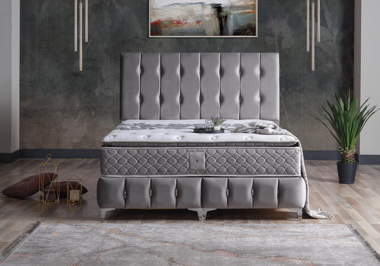Tête de lit moderne gris PANDORA